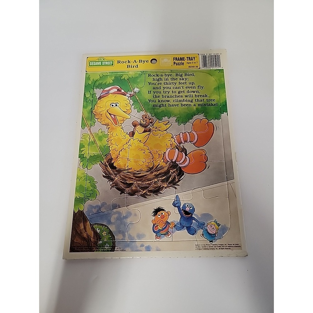 1989 Vintage Sesame Street Big Bird Golden Frame-Tray Puzzle